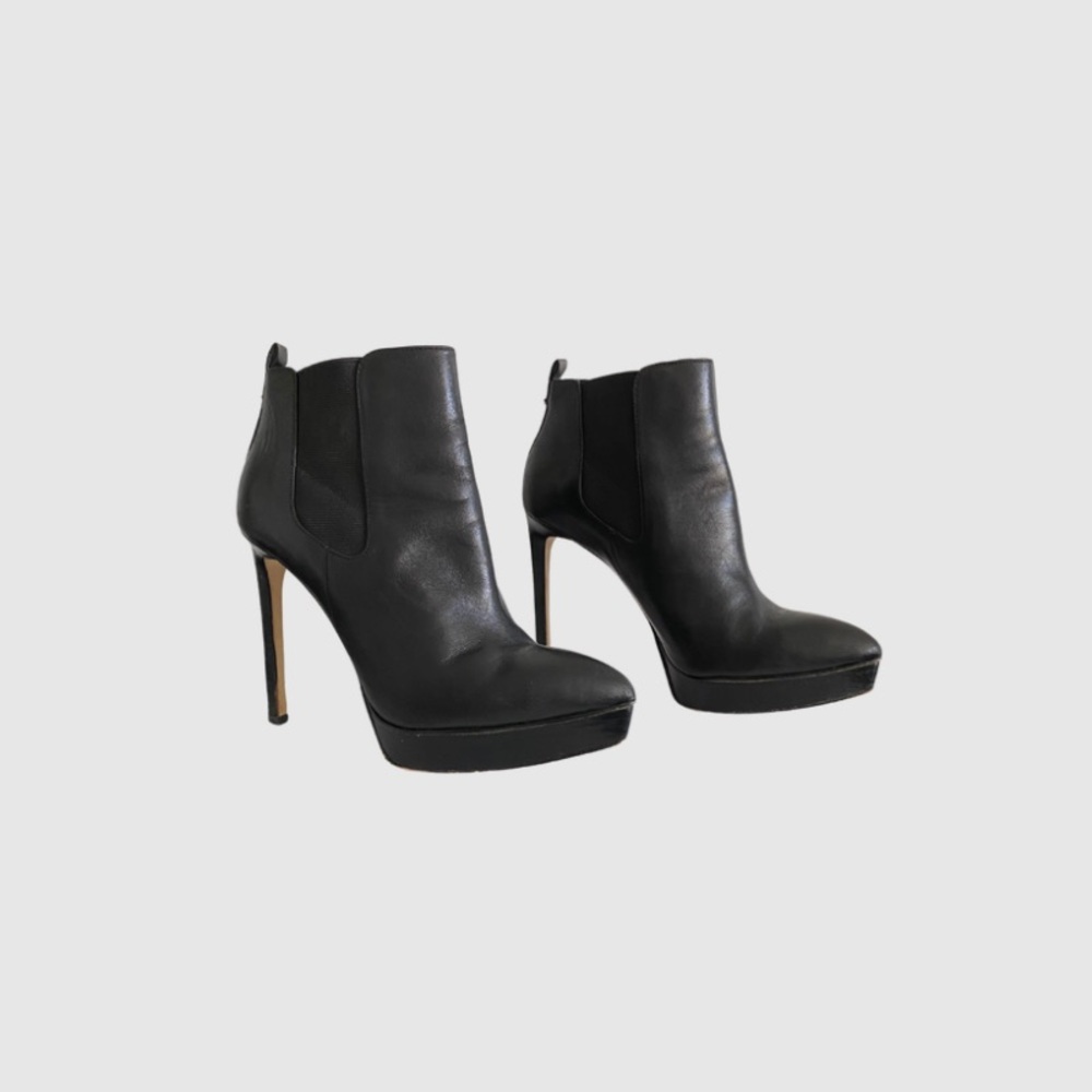 MICHAEL Michael Kors Meadow Black Leather Platform Ankle Boots sz 9